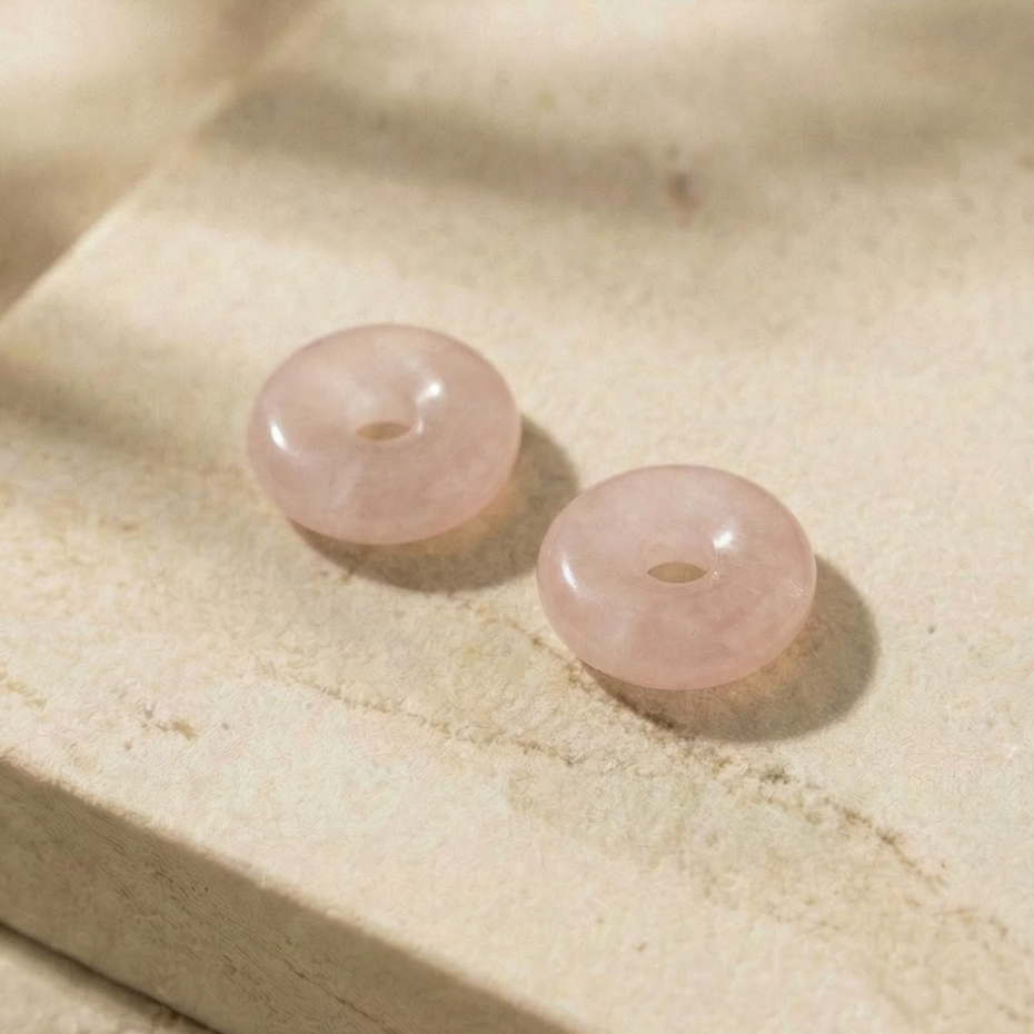 Rosenquarz Creolen Small Donut